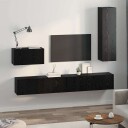  Vegghylle for TV 4 pcs Svart eik 200 x 30 x 30 cm Ingeniørtre
