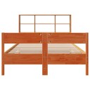  Seng med bokhylle uten madrass voksbrun 140x200 cm heltre furu 8721158617767