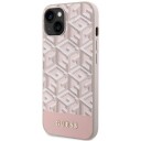 Guess iPhone 14 Plus Hardcase Gcube Stripes MagSafe Rosa 6,7"