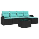 vidaXL Sofa sett 6 stk. Svart og turkis polyrotting