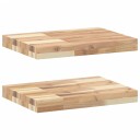  Flytende hyller 2 stk 60x30x4 cm ubehandlet heltre akasie