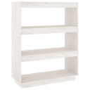 vidaXL Bokhylle/romdeler hvit 80x35x103 cm heltre furu