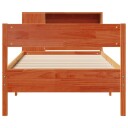  Seng med bokhylle uten madrass voksbrun 100x200 cm heltre furu 8721158617521