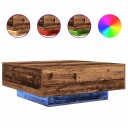  Kaffebord med LED lamper Gammelt Tre 80x80x31 cm