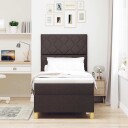  Box Spring Seng med Madrass & LED Mørk Brun 100x200 cm Stoff