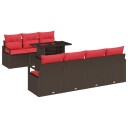 vidaXL Hagesofa Set 8 stk. 7-Antall seter Brun og rød polyrotting