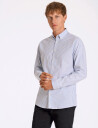 Lindbergh Striped Superflex Oxford L/S   Blue   XL