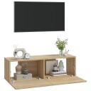 vidaXL Vegghengte TV-benker 2 stk sonoma 100x30x30 cm konstruert tre