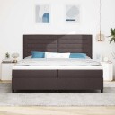  Sengebunn med madrass & LED Mørk brun 200x200 cm Stoff