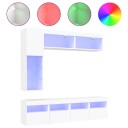  Vegghengte TV benker med LED 7 stk hvit