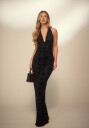 Bubbleroom Occasion Flocked Halterneck Stretch Gown