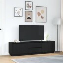 TV benk med LED lys svart eik 193,5x41x50 cm