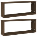 vidaXL Vegghyller kube 2 stk brun eik 60x15x23 cm konstruert tre