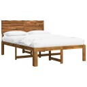 vidaXL Dobbel Sengramme med Hodegjerde ROSTOCK Naturlig 160 x 200 cm