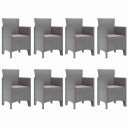  Ute Spisebordsett 9 pcs Hvit 250 x 100 x 73 cm Plast Rattan