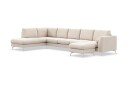 Ocean Lyx 6 seters Venstrevendt U formet Sofa med Divan og Sjeselong + Fotskammel i Stoff   Beige