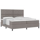  Seng med bunnfjedre og madrass Taupe 200x200 cm Stoff