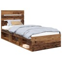  Sengestamme med hodegjerde Gammelt tre 75 x 190 cm Massiv furu