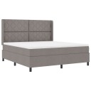 vidaXL LED Box Springer Bed med hodegjerde Gråbrun 180 x 200 cm stoff
