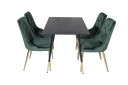 Venture Home Dipp Spisegruppe 120 cm Rund med 4 Velvet Stoler   Sort/Guld