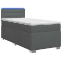 vidaXL Box Spring Seng med Madrass og LED Mørkegrå 90 x 200 cm Stoff