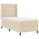  Box Spring Seng med Madrass og LED Krem 90x200 cm Stoff