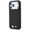 BMW M MagSafe Mobildeksel i Carbon med Metall Logo for iPhone 17 Pro Max / 18 Pro Max - Svart