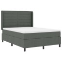  Box Spring Seng med Madrass Mørkegrå 160x200 cm Stoff