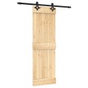  Skyvedør Naturlig og svart 70 x 210 cm Massiv Furu Tre