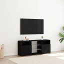 TV benk med LED lys svart eik 120x30x50 cm konstruert tre