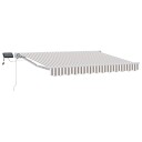  Manuell markiseramme med LEDs Lys Grå og Hvit 3,5 x 2 m