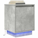  Nattbord med LED betonggrå 38x34x50 cm 8721158701909