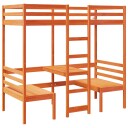  Ramme loftseng skrivebord stoler voksbrun 90x200 cm heltre furu 3308564