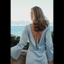 Sanne Dress Light Blue XL Satin dress with open back
