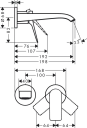Hansgrohe Vivenis  2-hulls Servantbat. For Innbygging, 19,2 Cm Tut, Krom