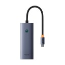 Baseus 6in1 Hub UltraJoy USB-C do HDMI4K@60Hz+4xUSB 3.0+PD (space grey) USB-hub - USB 3.0 - 6 porter - Grå