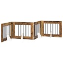 Vidaxl Foldbar Hundegitter Med Stativer 4 Stk. Gammelt Tre 321 cm