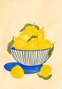 Bowl Of Vibrant Yellow Lemons Poster Plakat / 50x70cm