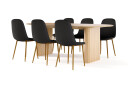 Bark Noira Ovalt Spisebord 220 cm Eik + 6 Nibe stol svart med eikeben   Natur/Svart