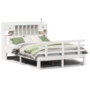 Seng med bokhylle uten madrass hvit 140x200 cm heltre furu 8721158615848