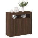 vidaXL Skjenk med LED-lys brun eik 80x35x75 cm