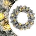 vidaXL Julekrans Grønn og hvit Ø 30 cm PVC 25 LED-lys
