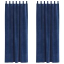  Gardiner med gardiner 2 pcs Mørkblå 140 x 245 cm Fløyel