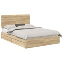  Seng med Oppbevaring Sonoma eik 160 x 200 cm Konstruert tre