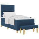  Box Spring Seng med Madrass & Benk Blå 90x200 cm Stoff