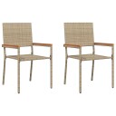 Hagemøbelsett med Puter 2 stk Beige Poly Rattan