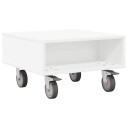 vidaXL Sidebord med hjul Hvit 50,5 x 50 x 30 cm Konstruert tre