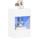 vidaXL Vegghengte TV-benker med LED 2 stk hvit 40x30x60,5 cm 8721012256637