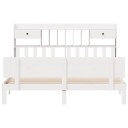  Seng med bokhylle uten madrass hvit 180x200 cm heltre furu 8721158614865