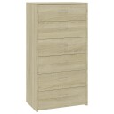 vidaXL Skjenk med 6 skuffer sonoma eik 50x34x96 cm sponplate